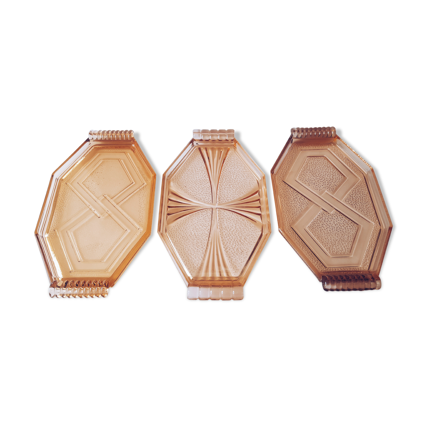 Trio of grapefruit glass trays