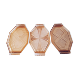 Trio de plateaux verre pamplemousse