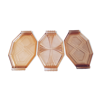 Trio of grapefruit glass trays