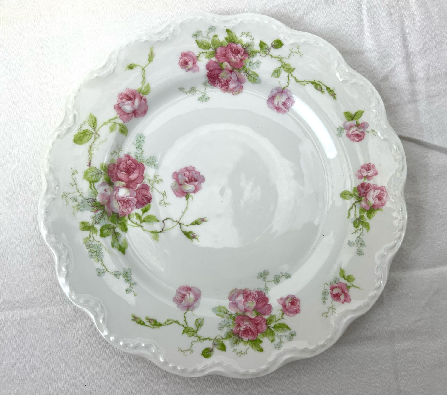 6 flat plates porcelain Limoges shabby flowers
