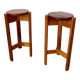 Pair of vintage pine top stools