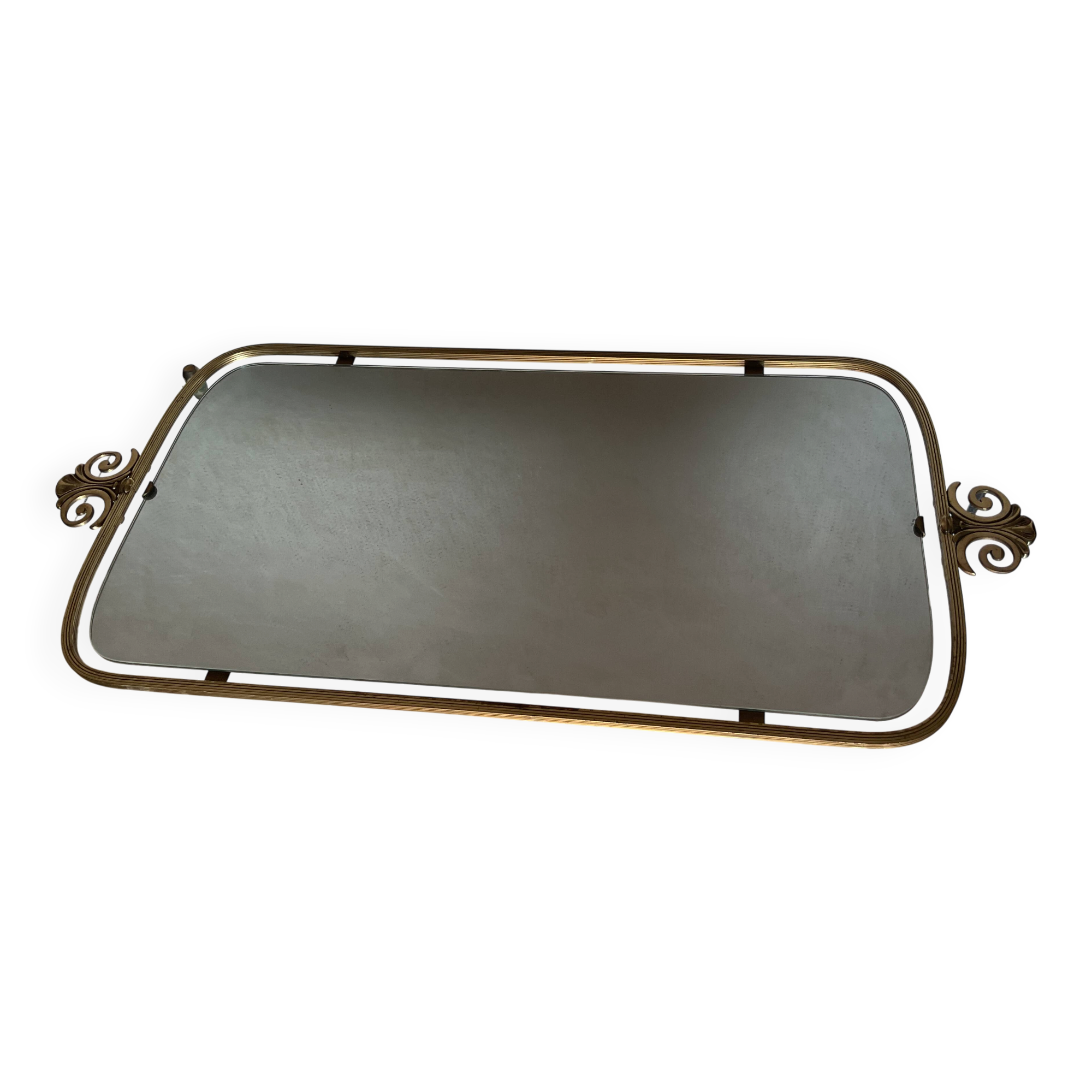 Regency vintage mirror in gilded brass, Space Age.