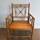 Vicario Armchair in Natural Wood Bamboo Style with Crossbars. Made in France.