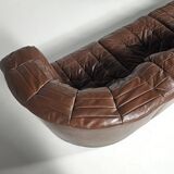 De Sede DS-11 modular sofa in original brown leather, 1970s.