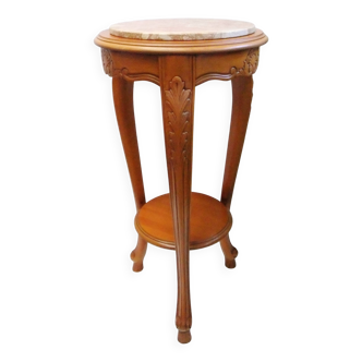 Louis XVI style pedestal table shell acanthus leaf wood marble