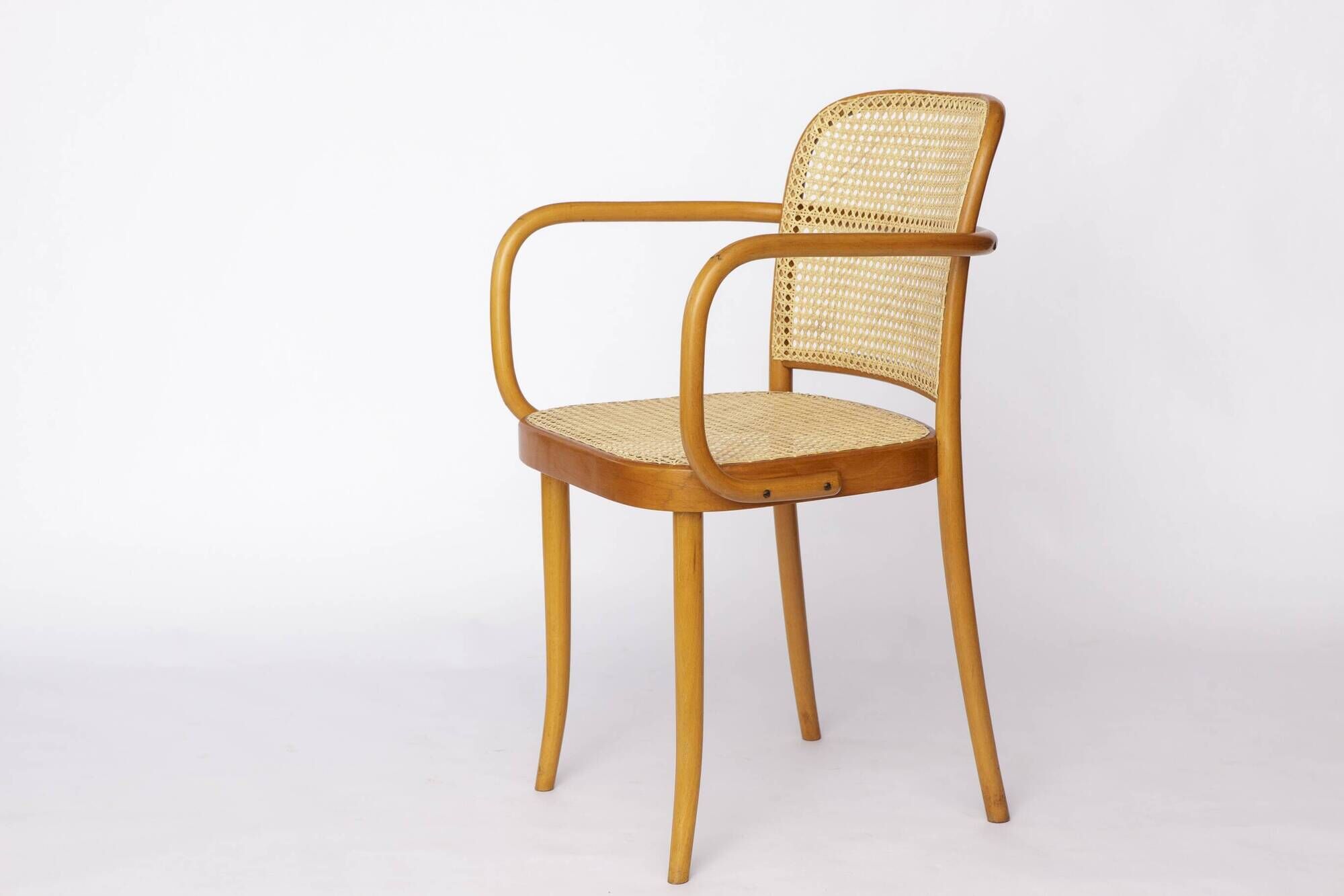Ligna Armchair – 1950s/1960s Czechoslovakia, Bentwood Beech with New Rattan