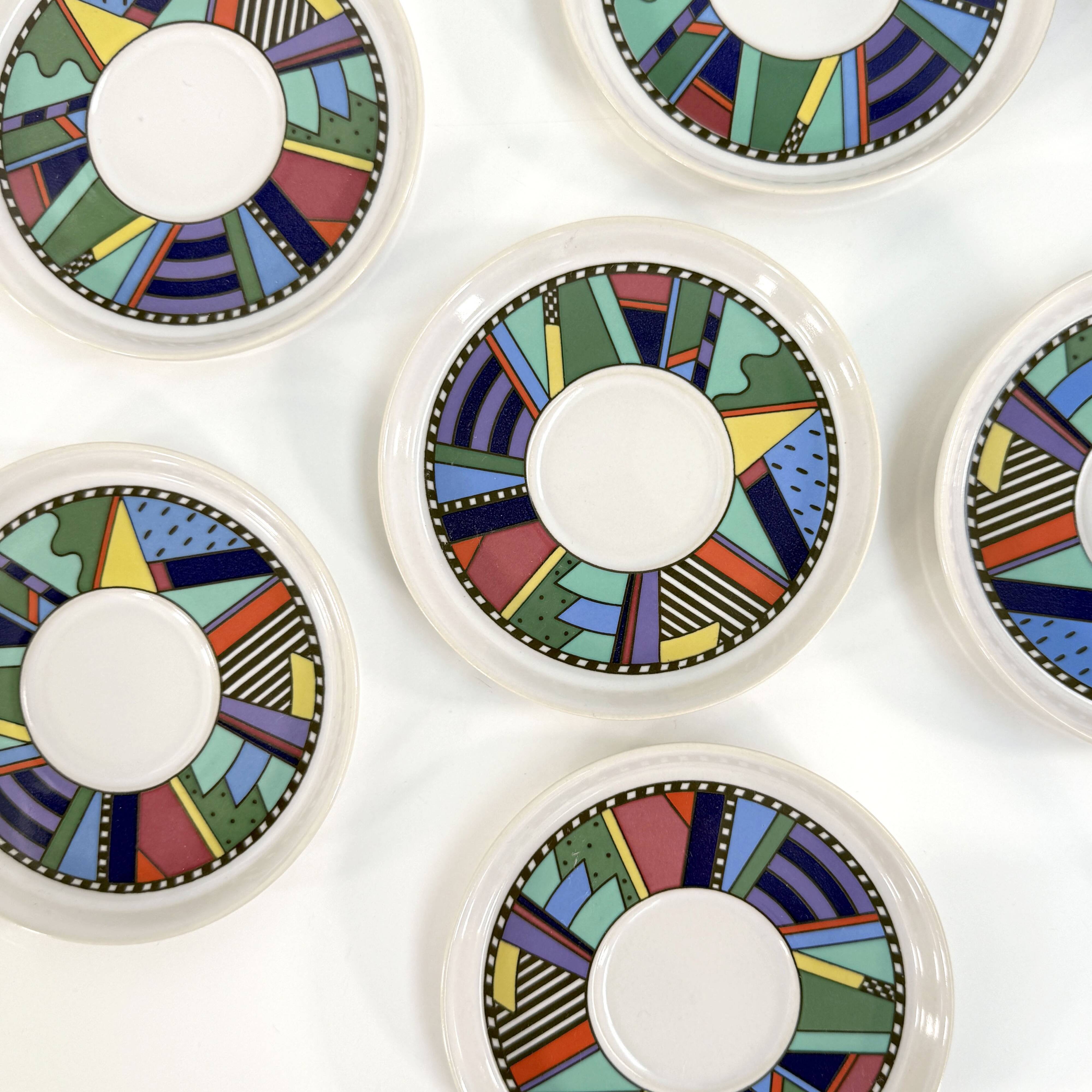 Set of 6 Scenario Metropol mugs by Barbara Brenner for Rosenthal, 90