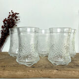 5 vintage relief decor glasses