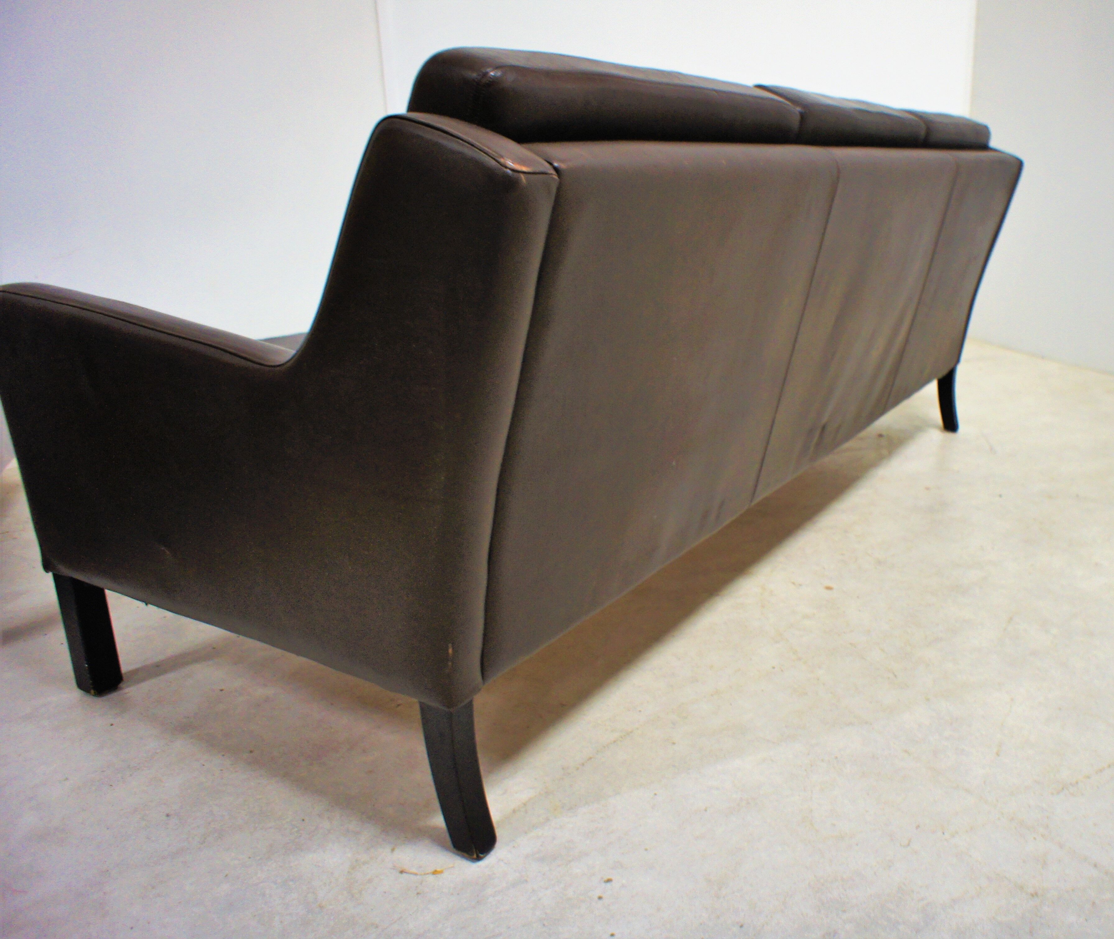 Scandinavian chocolate leather sofa