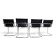 Ensemble de 4 chaises visiteur Matteo Grassi en cuir/chrome, chaises cantilever, 1970.