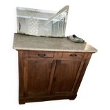 Antique sideboard chest of drawers in oak wood and marble top