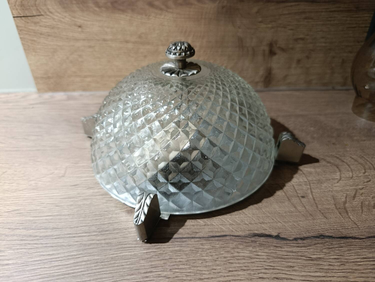 Diamond point ceiling light and chrome, mid-century