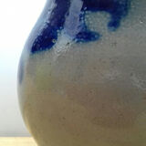 Enamelled blue and grey stoneware pitcher
