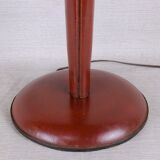 Lampe de table en cuir et laiton du milieu du siècle, Mazda France