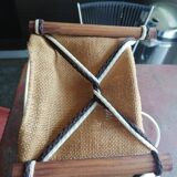 Small chandelier 1960 1970 canvas jute wood Scandinavian style