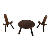 Spanish brutalist stool set, 1950s