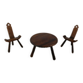 Spanish brutalist stool set, 1950s