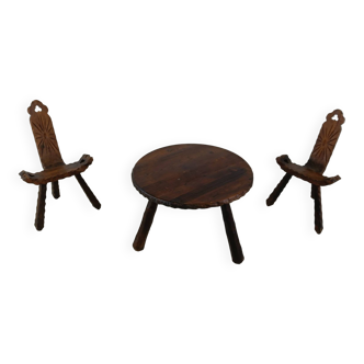 Spanish brutalist stool set, 1950s