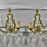 Pair of Wall Lamp Bronze And Crystal 2 Lights