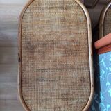Table basse en rotin ovale vintage