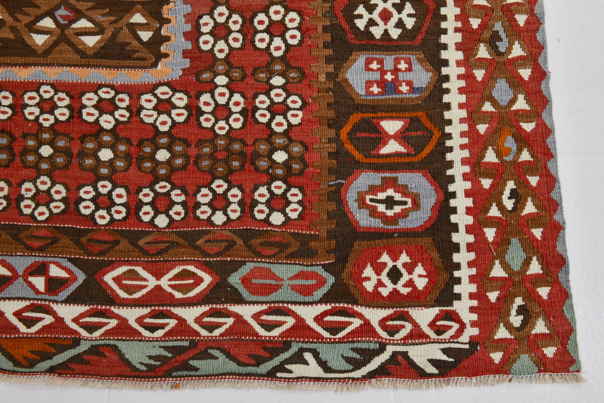 6x14 Rare Siz Anatolian Kilim Rug, 183x416Cm Turkish Kilim Carpet