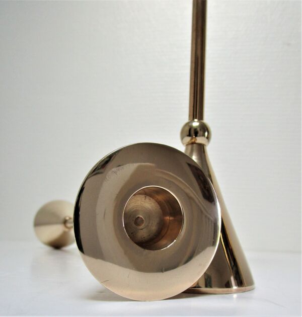 paire de bougeoirs laiton massif coniques vintage scandinave