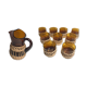 Service old juice carafe and its 9 orange glasses