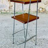 Vintage teak side table with shelves and magazine rack