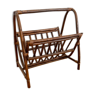 Vintage rattan magazine holder