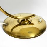 Beautiful large Mid Century Modern brass table lamp with red metal shade