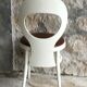 Baumann's Seagull Chair - white laqué wood, brown faux leather seat - 1970