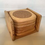 6 Scandinavian wood and cork coasters