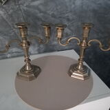 Pair of silver metal candlesticks