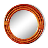 Round rattan mirror
