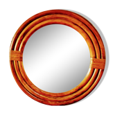 Round rattan mirror