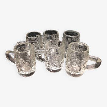 Lot de 6 petites chopes à liqueur en verre