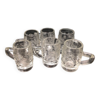 Lot de 6 petites chopes à liqueur en verre