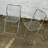 Set of two chrome-colored folding chairs by Niels Gammelgaard for Ikea