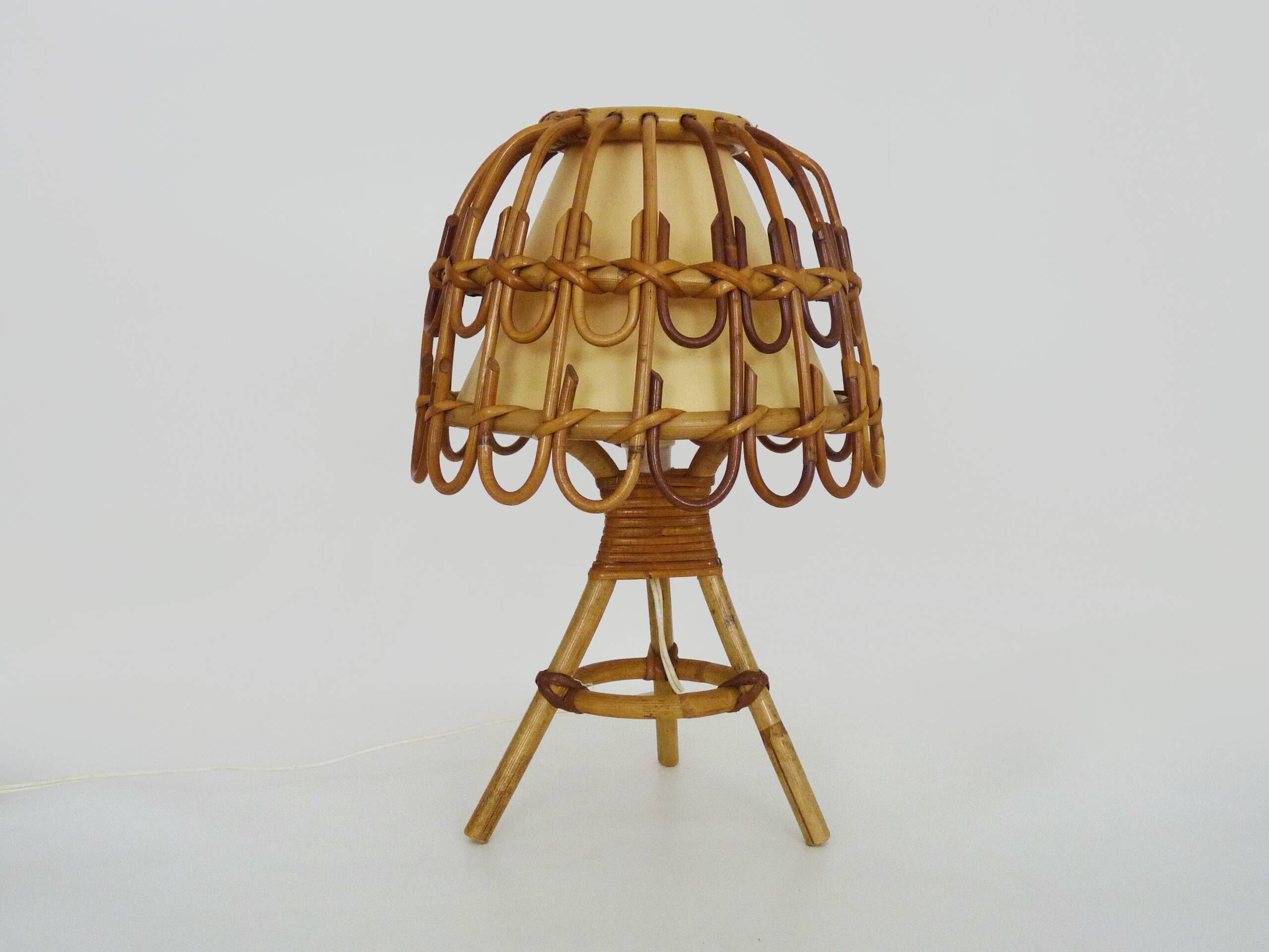 Rattan lamp in the style of Louis Sognot from the 1950s.