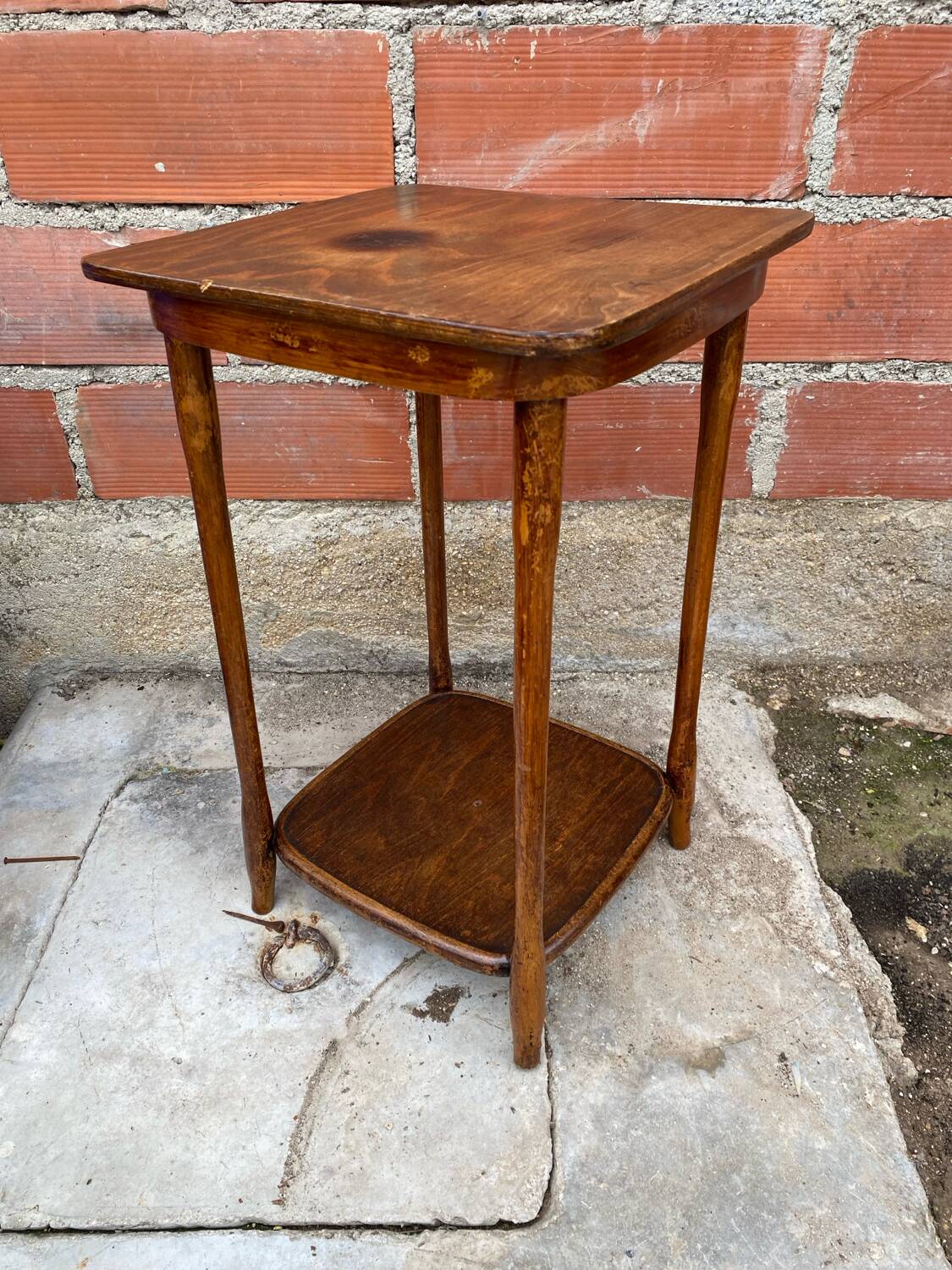 Table D’appoint Sellette Ancienne Bois Tourné Brut Décoration Vintage