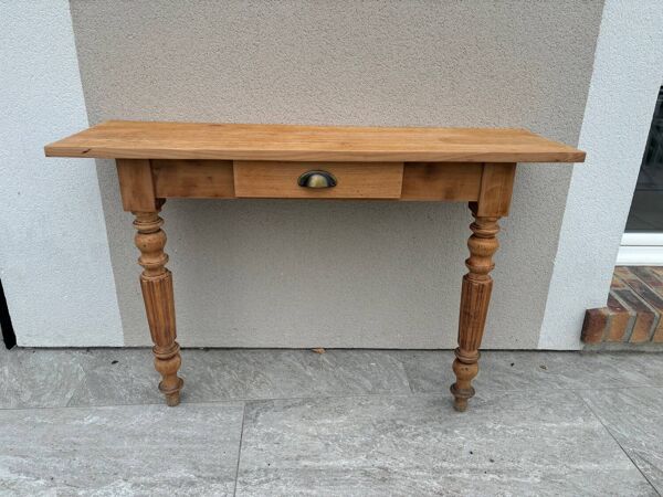 Table console en bois brut