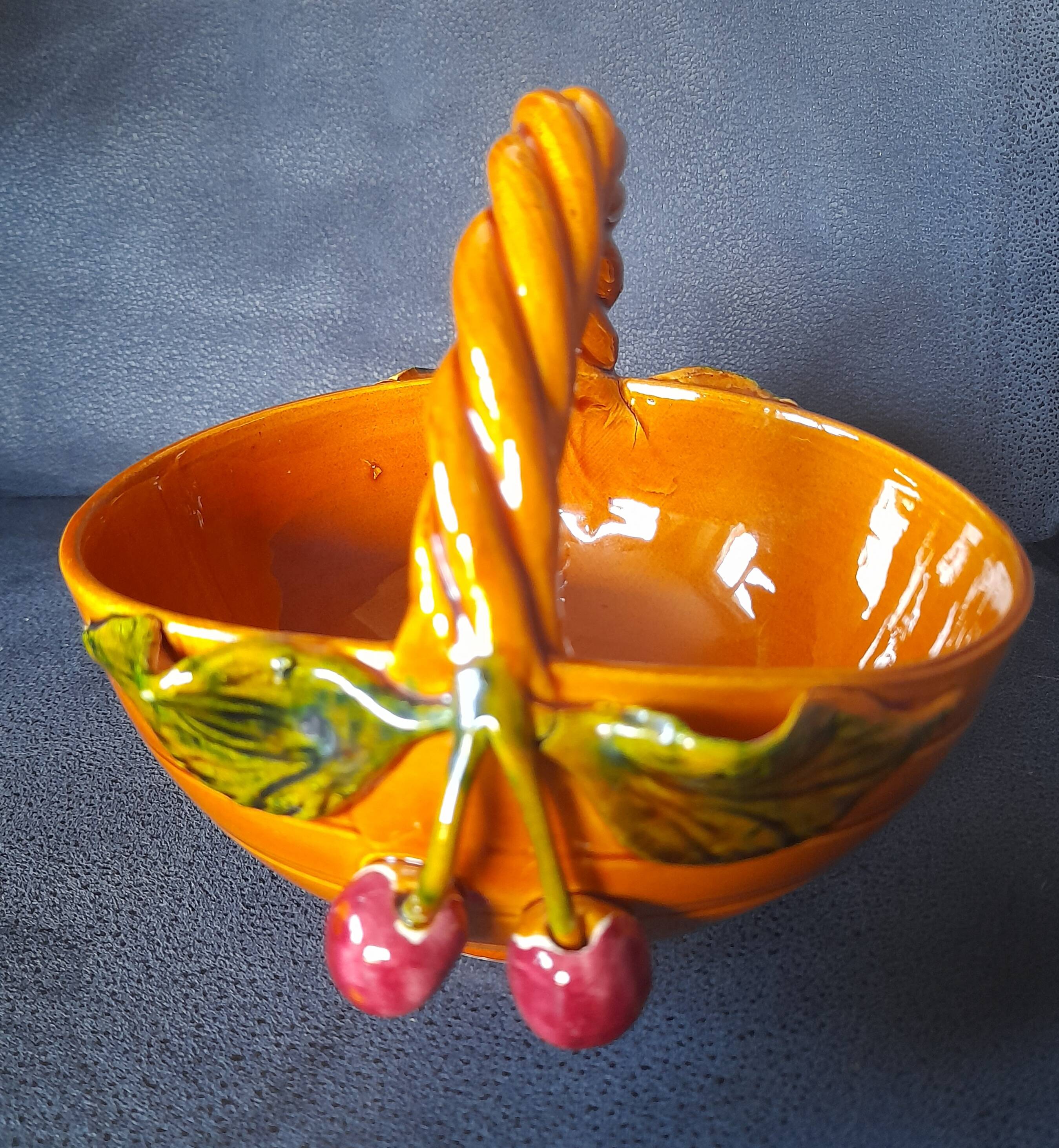 Ceramic basket with cherries