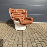 Joe Colombo Elda chair Longhi, Cognac leather in new condition!