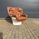 Chaise Joe Colombo Elda Longhi, cuir Cognac à l'état neuf !