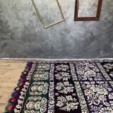 Romanian floral rug with pigeons handwoven in wool