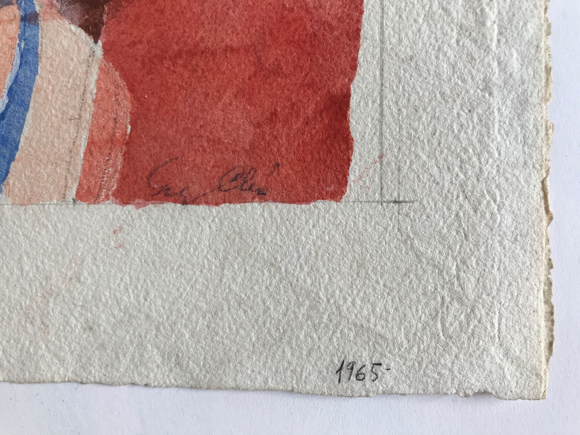 Yves Alix, Nude with raised arm, 1965. Watercolor on signed paper