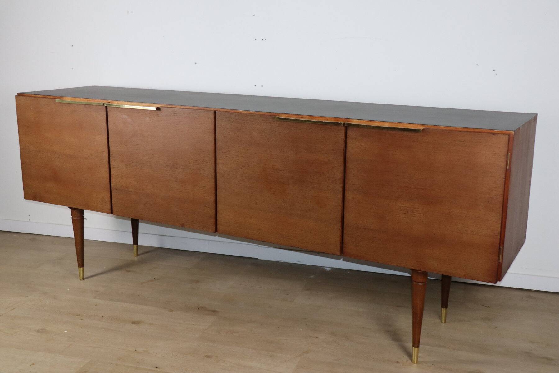 Enfilade vintage en teck et laiton - Années 70