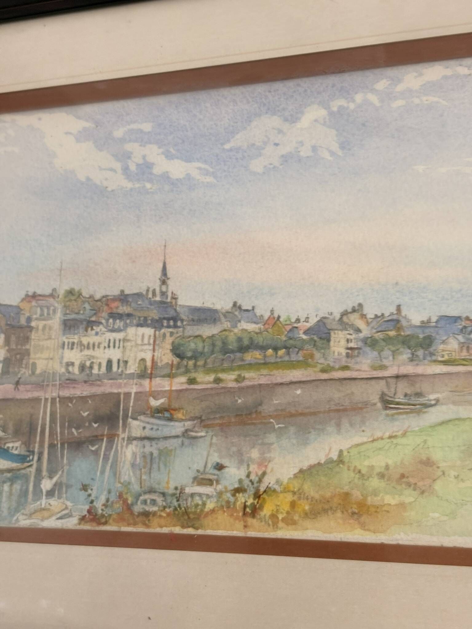 Norman Breton Harbour Watercolour Saint Valery Port Boats Coastline
