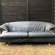 Blue-Grey Leather Sofa by Saporiti, 1980s
