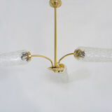 Branched chandelier, brass and glass tubes year 60